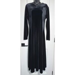 Lauren Ralph Lauren Vintage 90s Black Velvet Maxi Dress Women's Size M